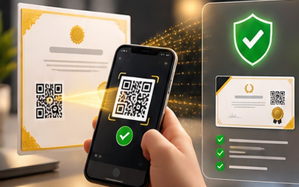 QR kod ile dijital sertifika doğrulama görseli