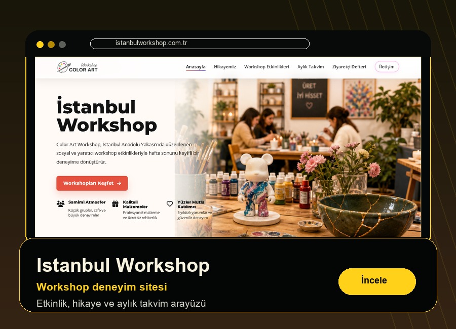 İstanbul Workshop web sitesi referans kartı