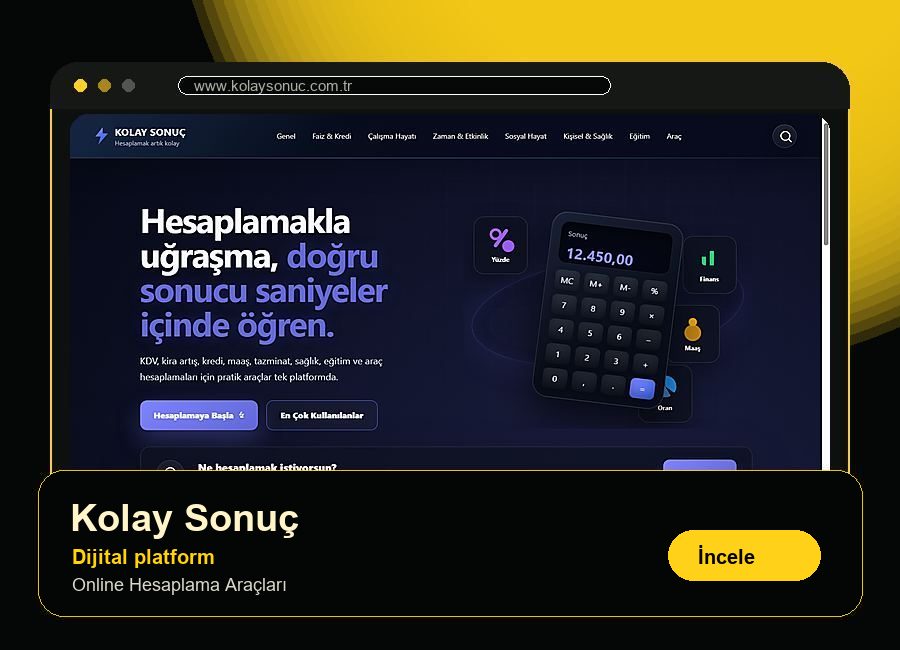 Kolay Sonuç web sitesi referans kartı
