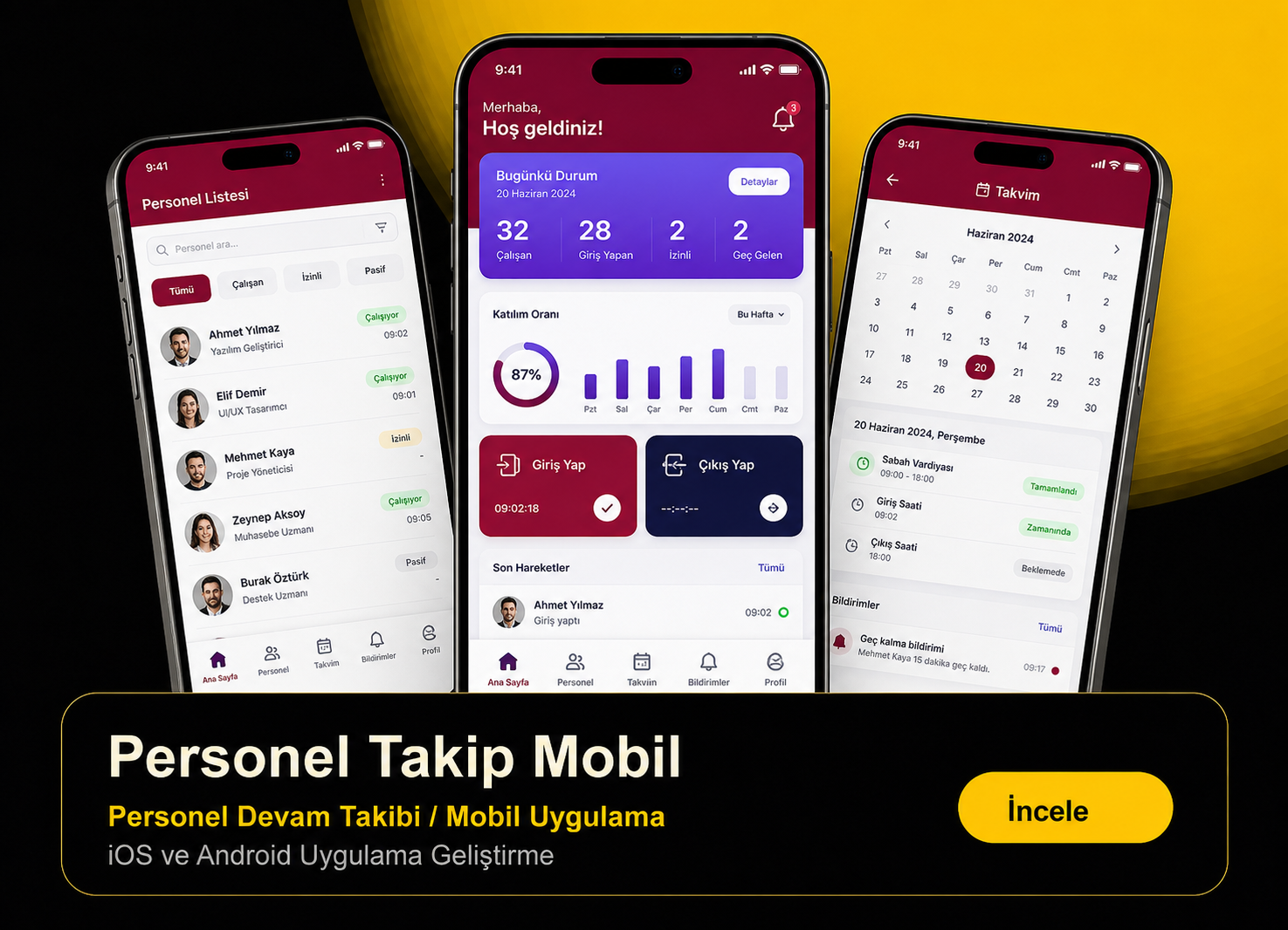 Personel takip mobil uygulama referans kartı