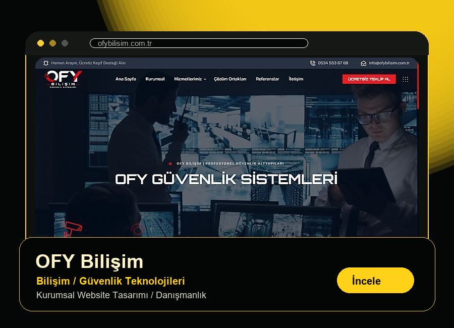 OFY Bilişim web sitesi referans kartı