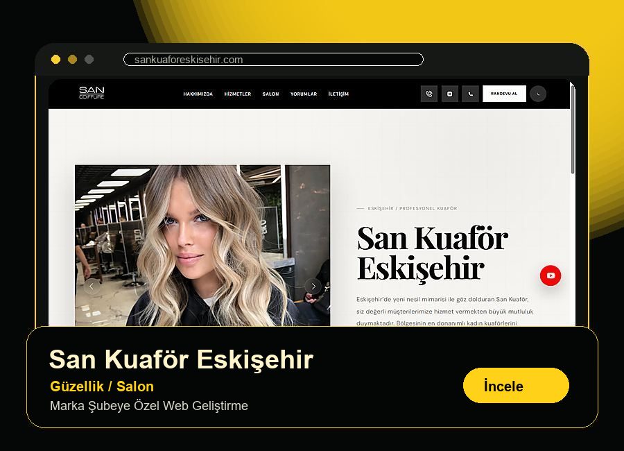 San Kuaför Eskişehir web sitesi referans kartı
