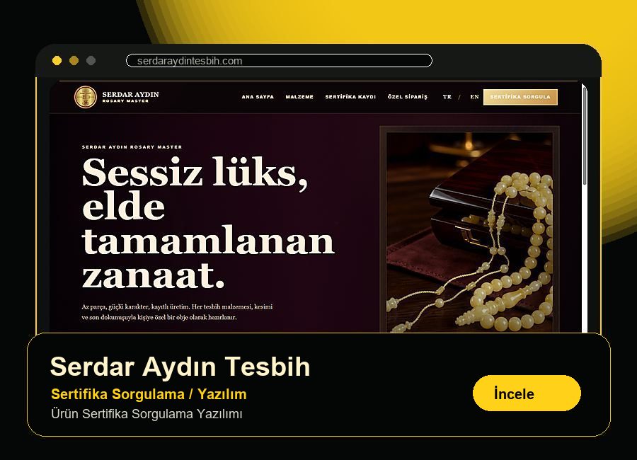 Serdar Aydın Tesbih web sitesi referans kartı